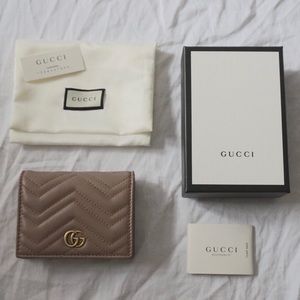 Gucci Marmont Card Wallet in Porcelain Rose/Nude